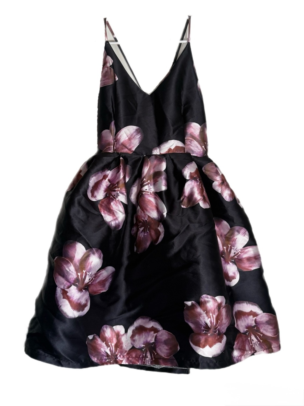 Crystal Doll Black Dress with Pink Floral Print
